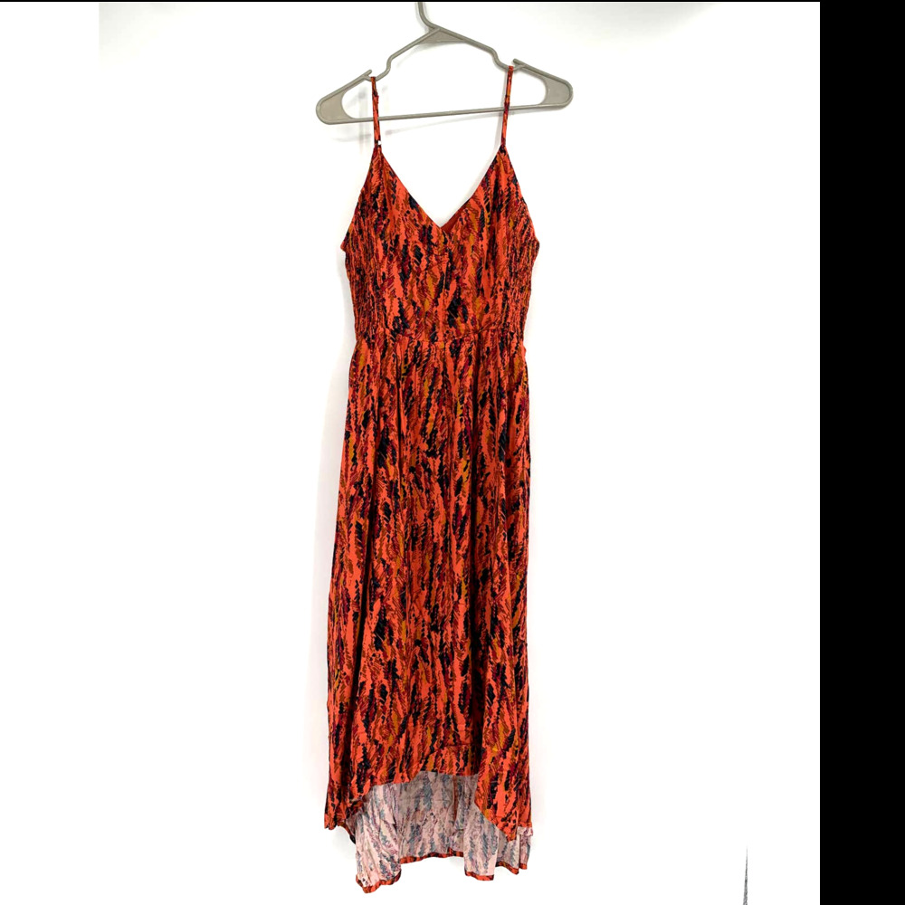 EVEREVE NWT Peyton Jensen Teddi Red Pink Printed Maxi Dress // M